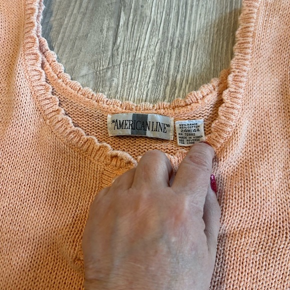 Vintage The American Line Peach Knit Tank Top Ramie Cotton Blend Scoop Neck 24W. - Picture 5 of 8